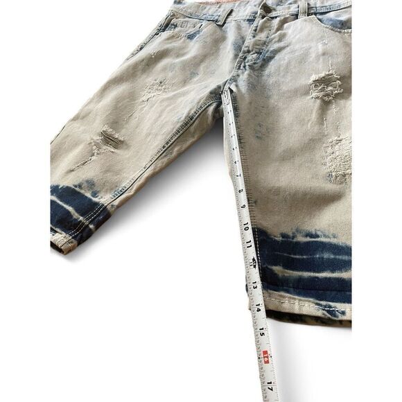 Attitude Gold Men's Shorts Brooklyn Fit Blue Slim Distressed Size 36 Great Cond. - Picture 6 of 12